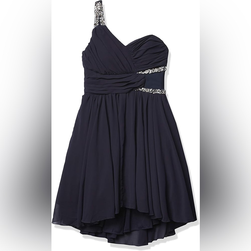 City Triangles Juniors one shoulder homecoming dress navy size small